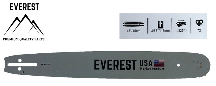 GUIDE BAR 18" .325 1.5mm 72dl EVEREST