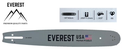 GUIDE BAR 16" .325 1.5mm 66dl EVEREST