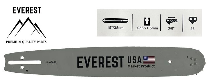 GUIDE BAR 15" 3/8 1.5mm 56DL EVEREST